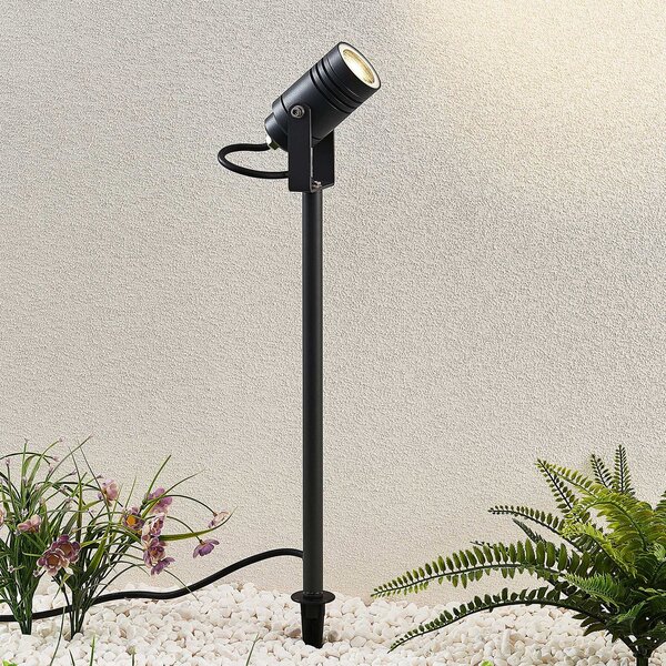 Lucande Spot de exterior Galina, cu vârf la sol, fișă, gri, 40 cm, Gri, Metal, Modern