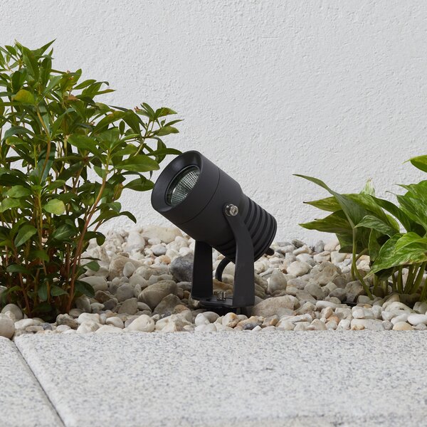 Lucande Spot de exterior cu LED Jon, țepușă sol, reglabilă, IP65, Gri, Aluminiu, Modern
