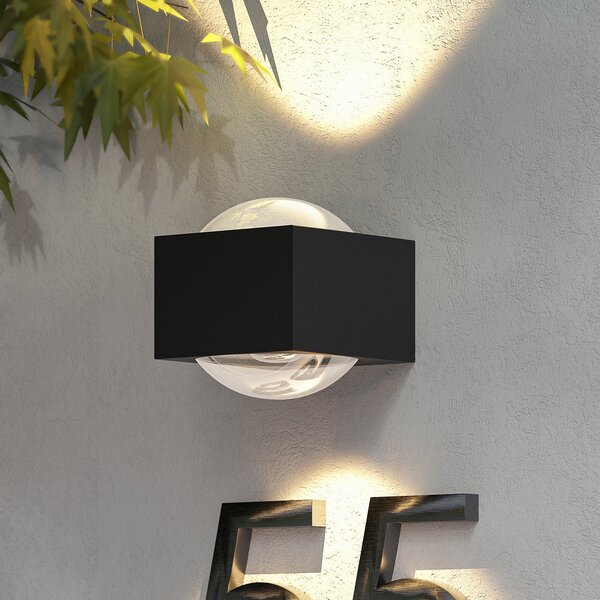 Lucande Almos aplică LED exterior, angular, 2 fl, Negru, Metal, Modern, Priză de perete sus / jos