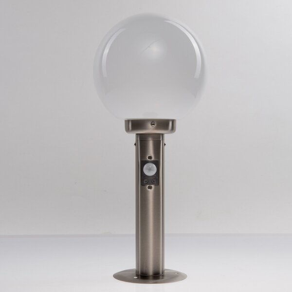 Lindby Lampă cu soclu Vedran, 45 cm, oțel inoxidabil, senzor, reglabil, Metalic, Oțel inoxidabil, Modern, Glob pentru exterior