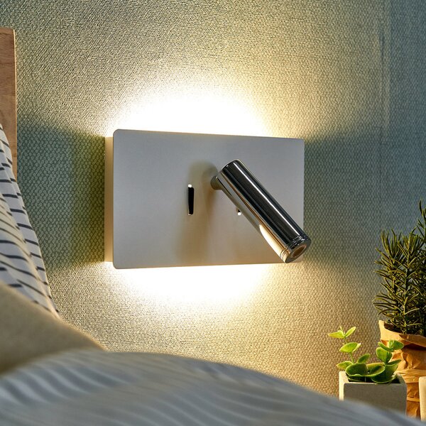 Lucande Aplică de perete Elske LED cu lumină lectură, Alb, dormitor, Metal, Modern, Lumină de lectură
