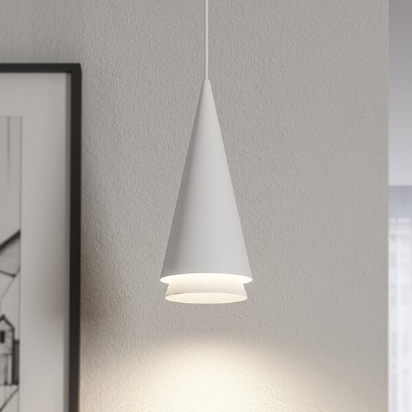 Lucande Naoh lampă suspendată, un bec, alb, reglabil, Alb, Camera de zi / sufragerie, Metal, Modern