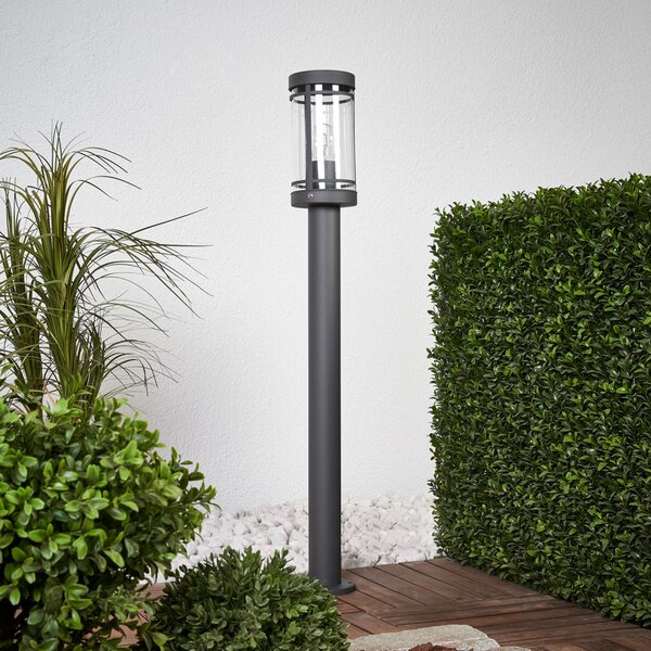 Lindby Bornă luminoasă Djori, 80 cm, antracit, oțel inoxidabil, E27, Gri, Oțel inoxidabil, Modern