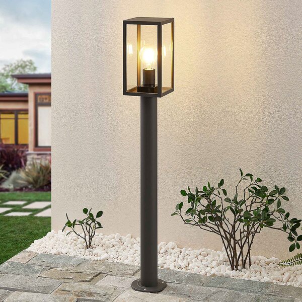 Lindby Filimon bornă luminoasă, 80 cm, antracit, IP44, E27, reglabil, Negru, Aluminiu, Modern