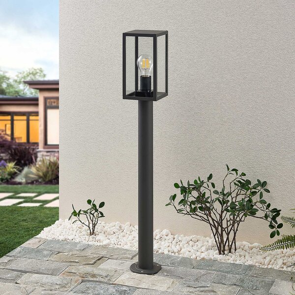 Lindby Filimon bornă luminoasă, 80 cm, antracit, IP44, E27, reglabil, Negru, Aluminiu, Modern