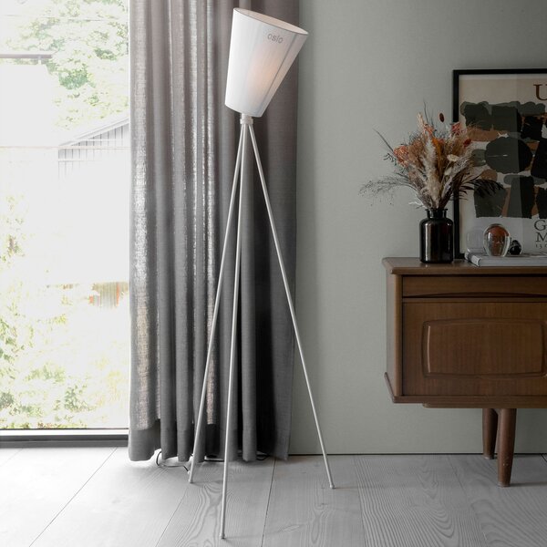 Lampadar Northern, Oslo Wood, reglabil, Alb, Camera de zi, Țesătură / Textil, Design