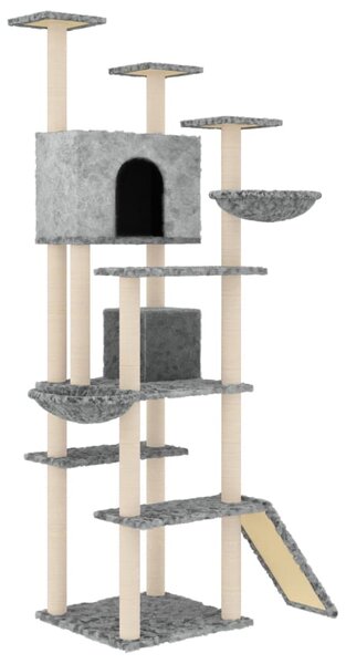 Ansamblu pisici, stâlpi din funie sisal, gri deschis, 191 cm