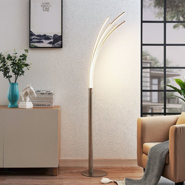 Lindby Boba lampă LED cu picior mai multe brațe, Metalic, Camera de zi / sufragerie, Aluminiu, Modern