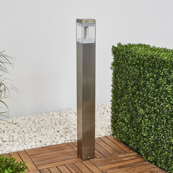 Lindby bornă luminoasă LED Baily, înălțime 80 cm, oțel inoxidabil, IP44, Metalic, Metal, Modern
