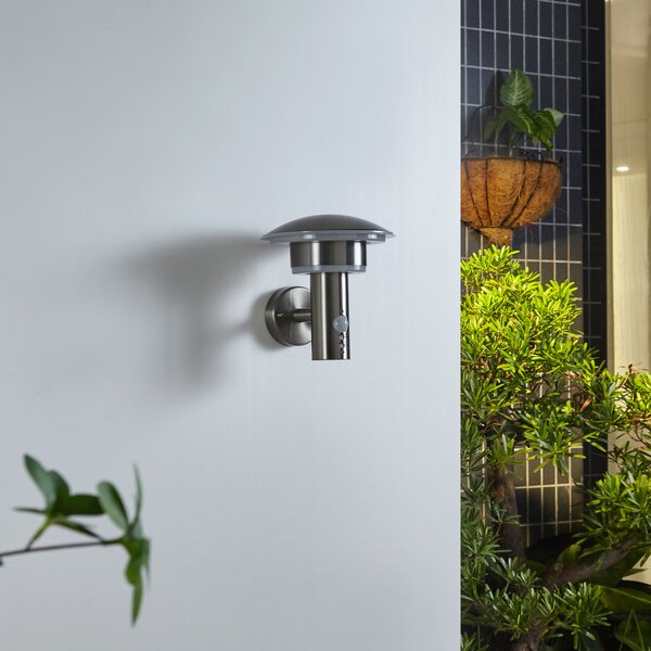 Lindby LED-Aparec de iluminat exterior Lillie, senzor, înălțime 19 cm, Metalic, Metal, Modern