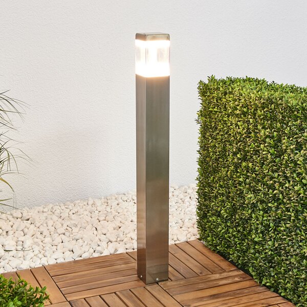 Lindby bornă luminoasă LED Baily, înălțime 80 cm, oțel inoxidabil, IP44, Metalic, Metal, Modern