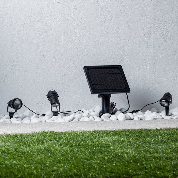 Lindby LED cu lumină solară de sol Malida, set 3, negru, Negru, Metal, Modern, Lumini solare
