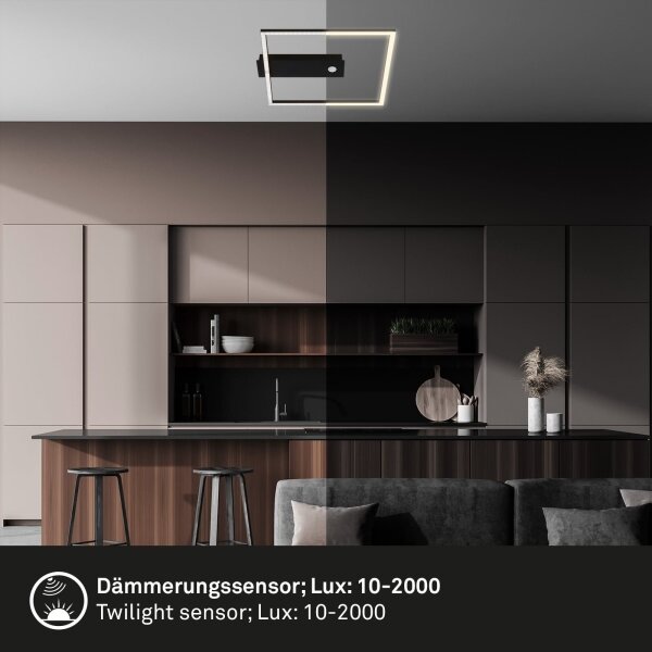Briloner 3770-015 - Lampă de tavan LED cu senzor FRAME LED/14W/230V 3000K 32x30 cm neagră