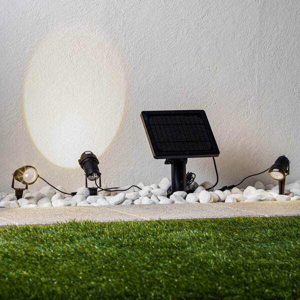 Lindby LED cu lumină solară de sol Malida, set 3, negru, Negru, Metal, Modern, Lumini solare