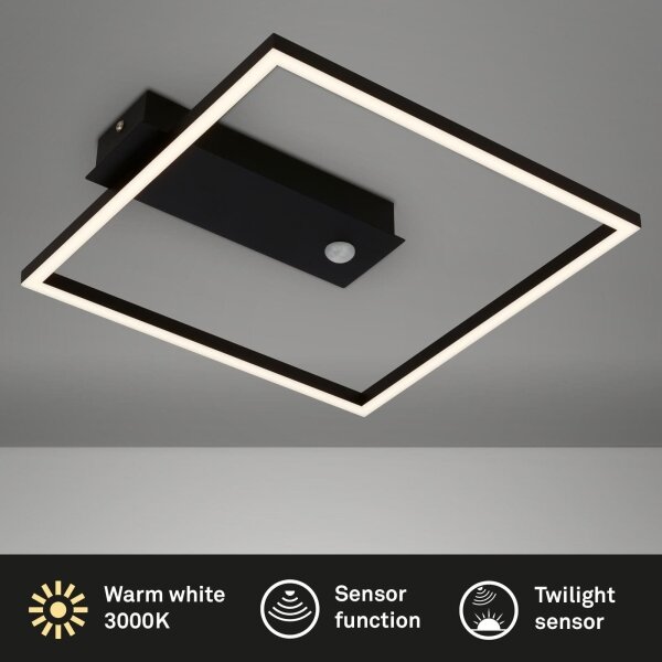 Briloner 3770-015 - Lampă de tavan LED cu senzor FRAME LED/14W/230V 3000K 32x30 cm neagră