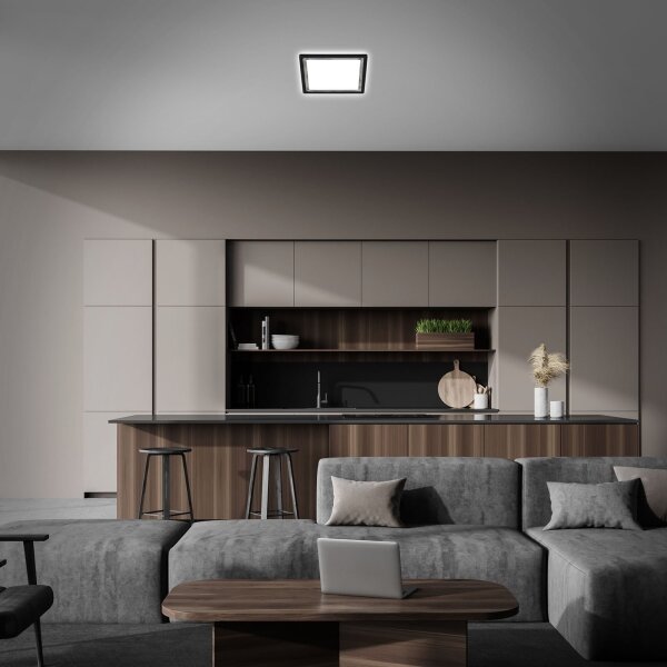 Briloner 7457-414 - Plafonieră LED SLIM 18W/230V 4000K 29x29 cm neagră