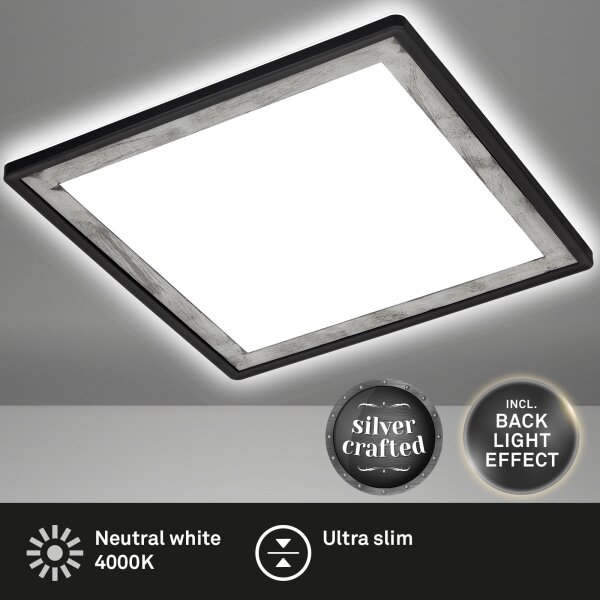 Briloner 7457-414 - Plafonieră LED SLIM 18W/230V 4000K 29x29 cm neagră
