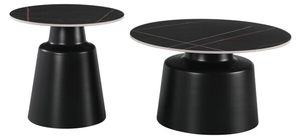 Set 2 buc. masute de cafea, Dualis, Negru, 70x70x48.5 cm