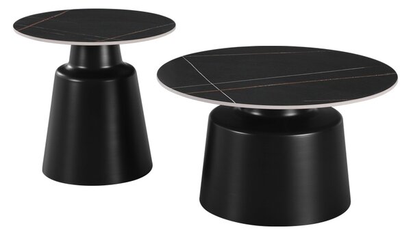 Set 2 buc. masute de cafea, Dualis, Negru, 70x70x48.5 cm