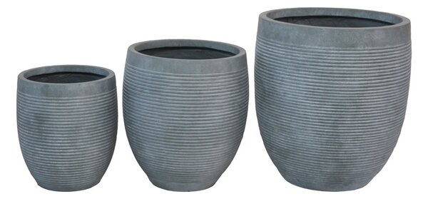 Set 3 buc. ghivece decorative, Berzoka, Gri inchis, 45x45x51 cm