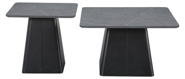 Set 2 buc. masute de cafea, Square, Negru, 80x80x50 cm
