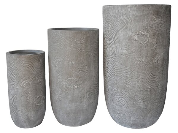 Set 3 buc. ghivece decorative, Retaila, Gri, 43.5x43.5x78.5 cm