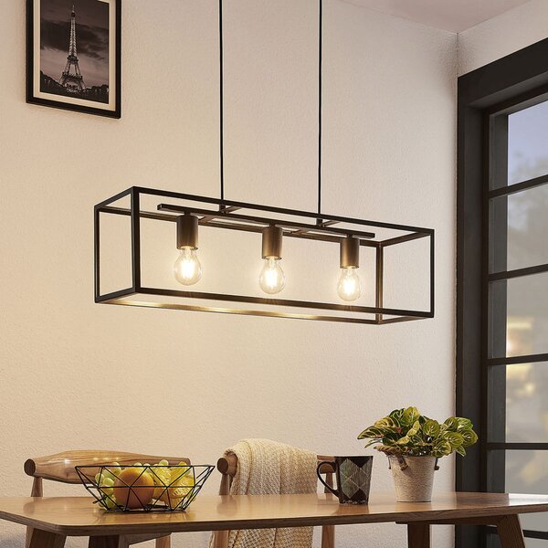 Lustră Pendul Lindby, Emily, reglabil, Negru, Bucătărie, Metal, Modern