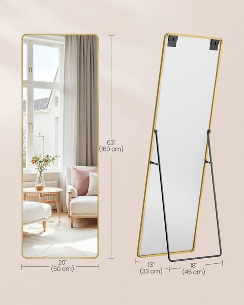 Oglinda de podea Songmics Auriu 160x50