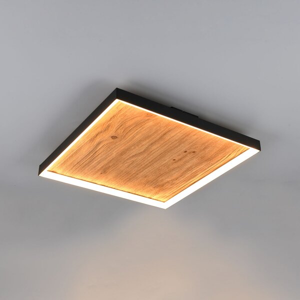 Trio Lighting Plafonieră LED Kalea, lungime 45 cm, culoare lemn, reglabil, Lemn, Camera de zi / sufragerie, Lemn