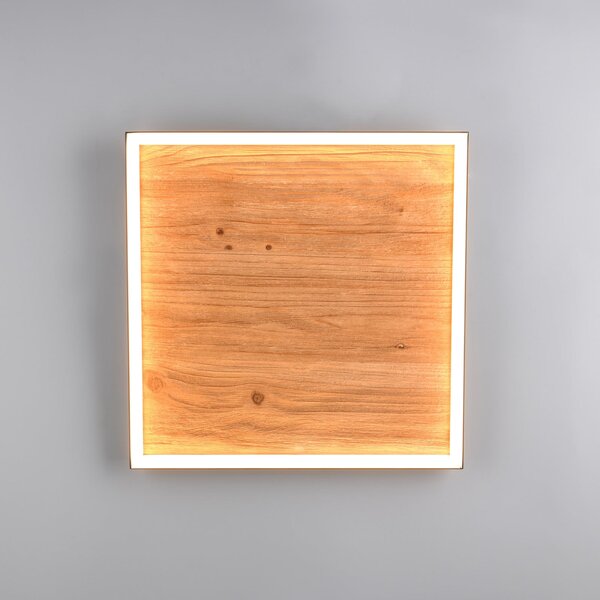 Trio Lighting Plafonieră LED Kalea, lungime 45 cm, culoare lemn, reglabil, Lemn, Camera de zi / sufragerie, Lemn