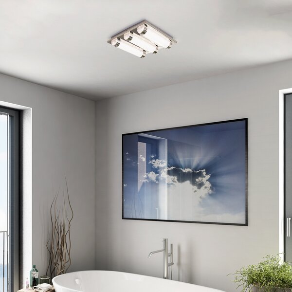 EGLO Tolorico plafonieră LED, 35 cm pătrat, Metalic, Camera de zi / sufragerie, Metal, Modern, Plafon cu flacără multiplă