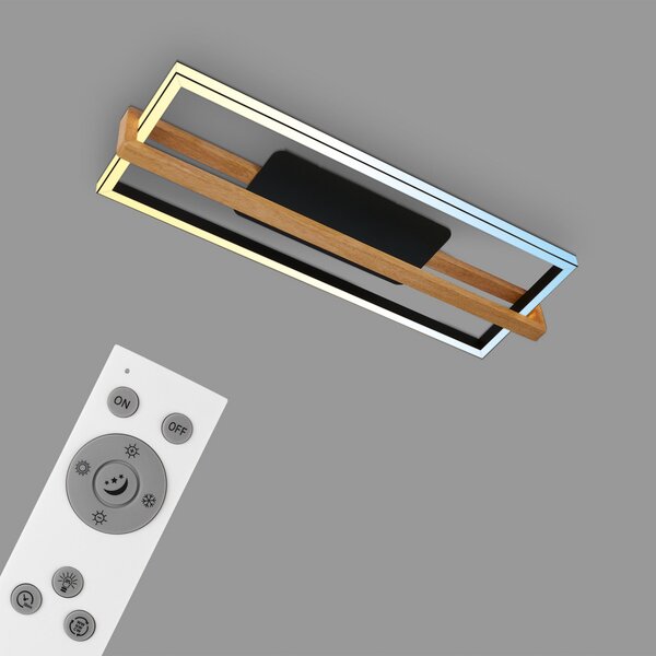 Briloner Plafonieră cu LED 3769015 CCT telecomandă, reglabil, Negru, Camera de zi / sufragerie, Metal, Modern