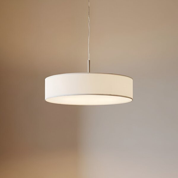 Lindby Lampă suspendată Sebatin, Ø 50 cm, alb, pânză, E27, reglabil, Bej, Bucătărie, Țesătură / Textil, Modern