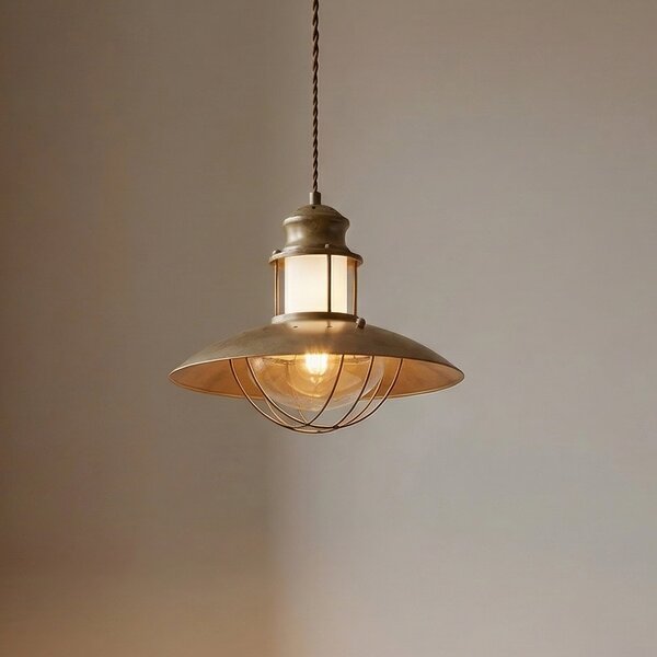 Lindby Lampă suspendată Louisanne, maro, metal, Ø 35 cm, reglabil, Maro / Rugină, Hol, Metal, Maritimă