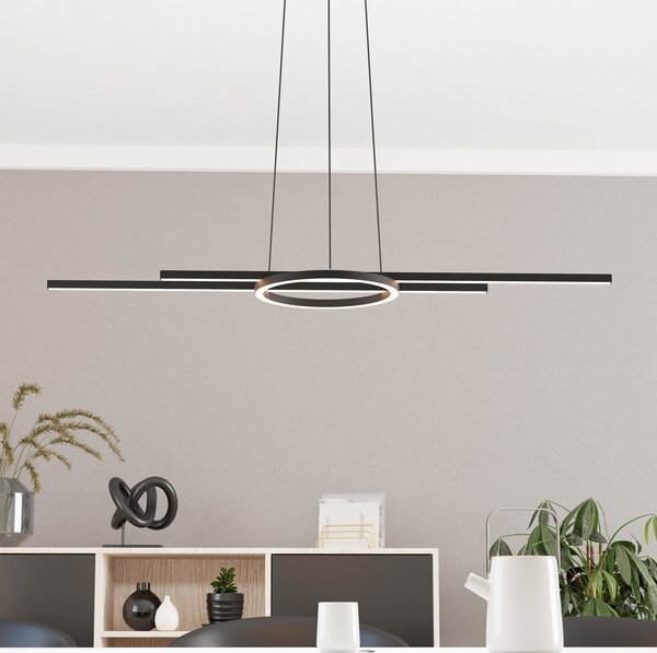 EGLO Lampă suspendată cu LED-uri Zillerio-Z negru ZigBee CCT dim, reglabil, Negru, Camera de zi / sufragerie, Metal, Modern