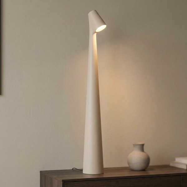 Vibia Lampa de masă cu baterie LED Africa, înălțime 40 cm, bej deschis, reglabil, Bej, Camera de zi / sufragerie, Metal, Design