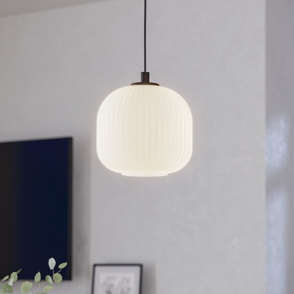 EGLO Lampă suspendată Mantunalle, Ø 20 cm, alb/negru, sticlă, reglabil, Alb, Camera de zi / sufragerie, Sticlă, Scandinavă