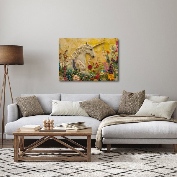 Tablou - Unicorn cu flori (70x50 cm)