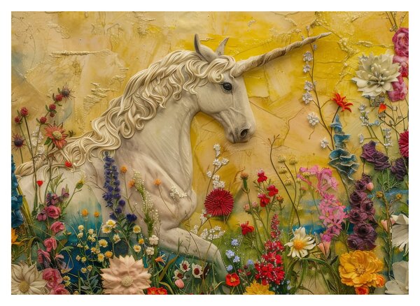 Tablou - Unicorn cu flori (70x50 cm)