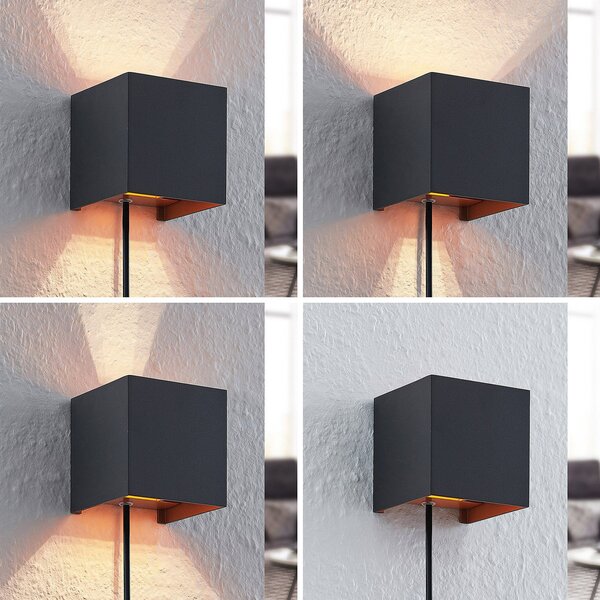 Lampă de perete Arcchio, Zuzana, Negru, Camera de zi, Aluminiu, Modern