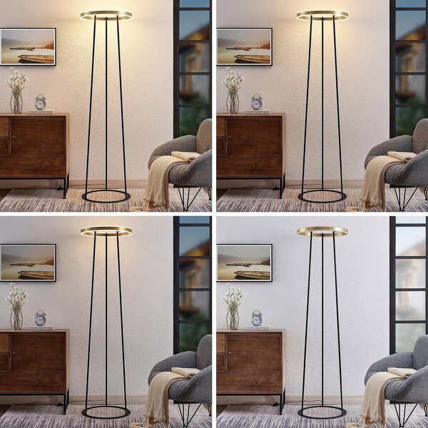 Lampadar Lucande, Seppe, reglabil, Negru, Camera de zi, Metal, Design
