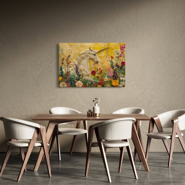Tablou - Unicorn cu flori (90x60 cm)