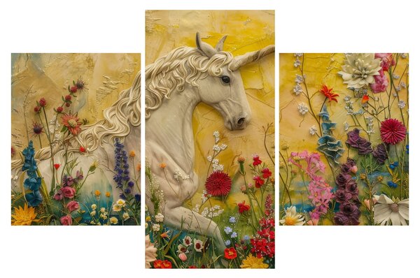 Tablou - Unicorn cu flori (90x60 cm)