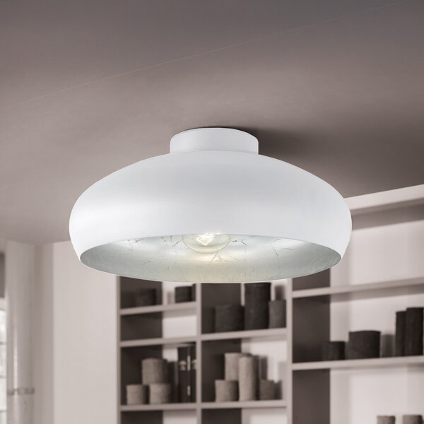 EGLO Plafonieră metalică Mogano, Ø40cm, alb, reglabil, Alb, Camera de zi / sufragerie, Metal, Scandinavă