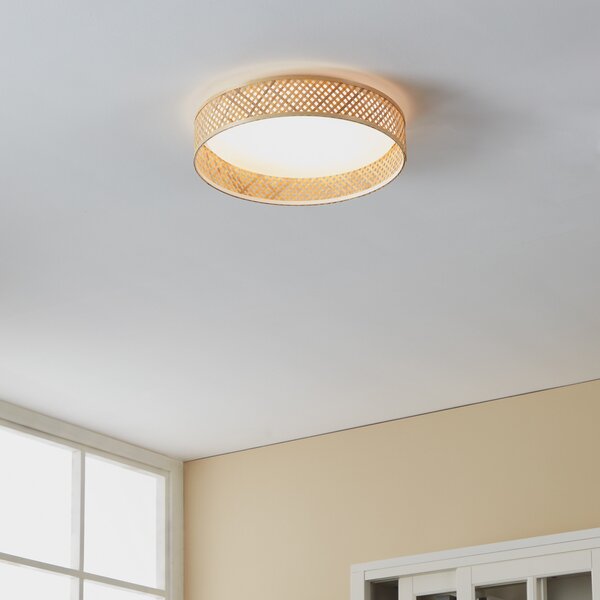 EGLO Plafonieră cu LED ochiuri de bambus Luppineria Ø 38cm, Lemn, Camera de zi / sufragerie, Bamboo