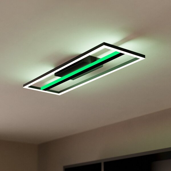 EGLO Plafonieră cu LED-uri Calagrano-Z ZigBee RGB/CCT 64x22cm, reglabil, Negru, Camera de zi / sufragerie, Metal, Modern