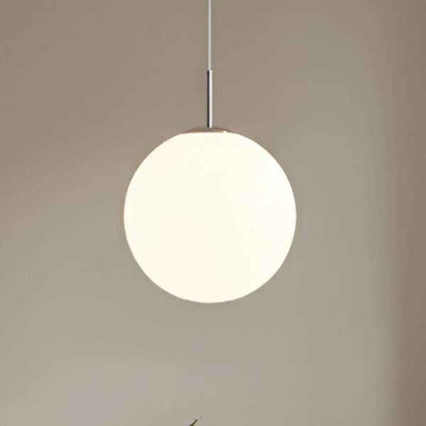 Lindby lampă suspendată Marike, Ø 30 cm, alb, sticlă, glob, E27, reglabil, Alb, Camera de zi / sufragerie, Sticlă, Modern, glob