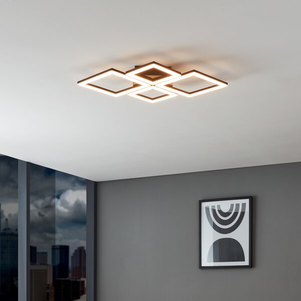 EGLO connect Paranday-Z plafonieră LED 4 bec 63cm, reglabil, Negru, Camera de zi / sufragerie, Metal, Modern