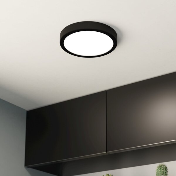 EGLO Plafonieră cu LED Fueva 5 IP44 3000K negru Ø21cm, Negru, Baie, Metal