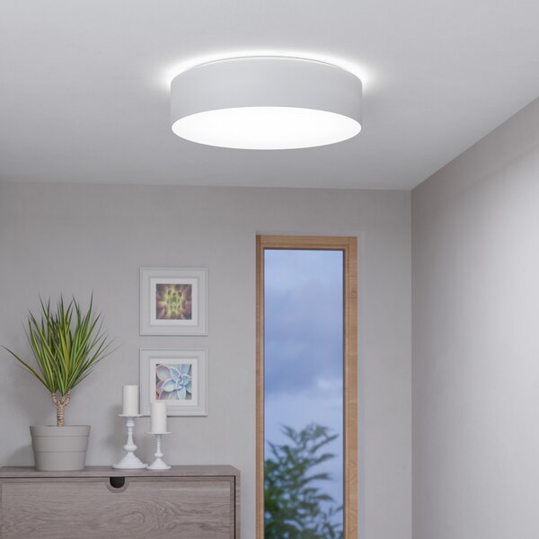 EGLO connect Romao-Z plafonieră LED, Ø57cm, alb, reglabil, Alb, Camera de zi / sufragerie, Țesătură / Textil